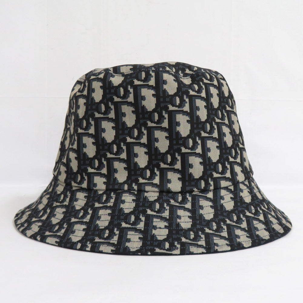 Dior TEDDY-D Bobby Hat 95TDD923A130 Blue Reverseible Bucket Hat Cotton Blend Size 58 Small Hat Beauty
