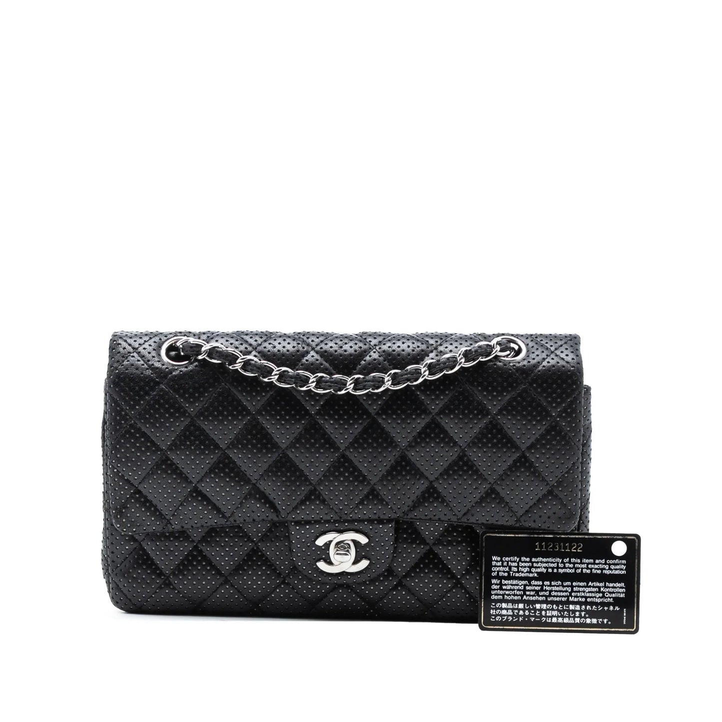Black Chanel Medium Classic Perforated Lambskin Double Flap Shoulder Bag