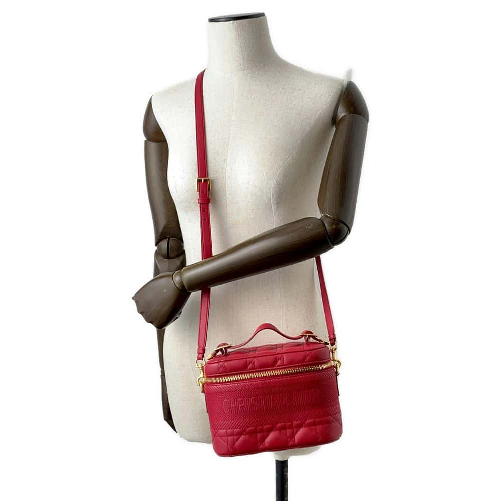 Dior Vanity bag Red S5488UNTR Lambskin Size Small