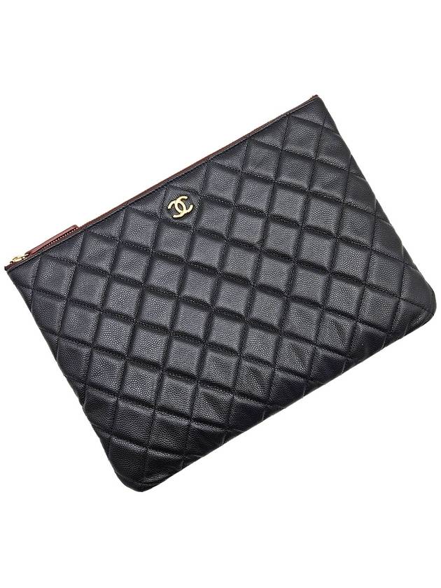 Chanel A82545 Black Caviar Gold Classic New Medium Clutch 31st Chanel