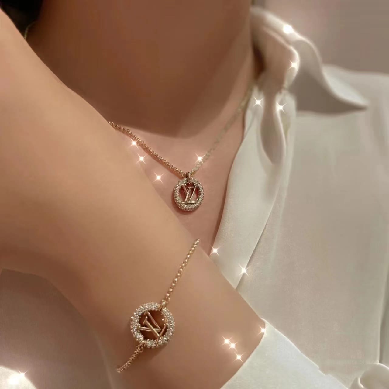 Louis Vuitton Louise By Night Collect Soo Earrings, Necklace, Bracelet
