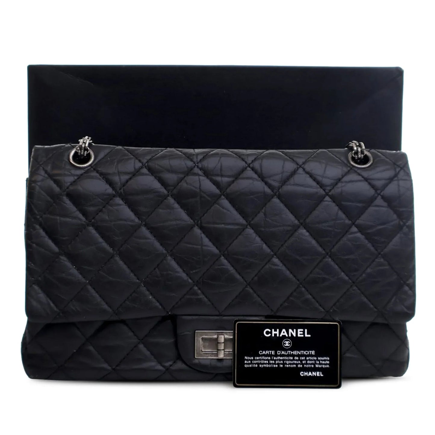 Black Chanel Reissue 2.55 Aged Calfskin Double Flap 227 Shoulder Bag