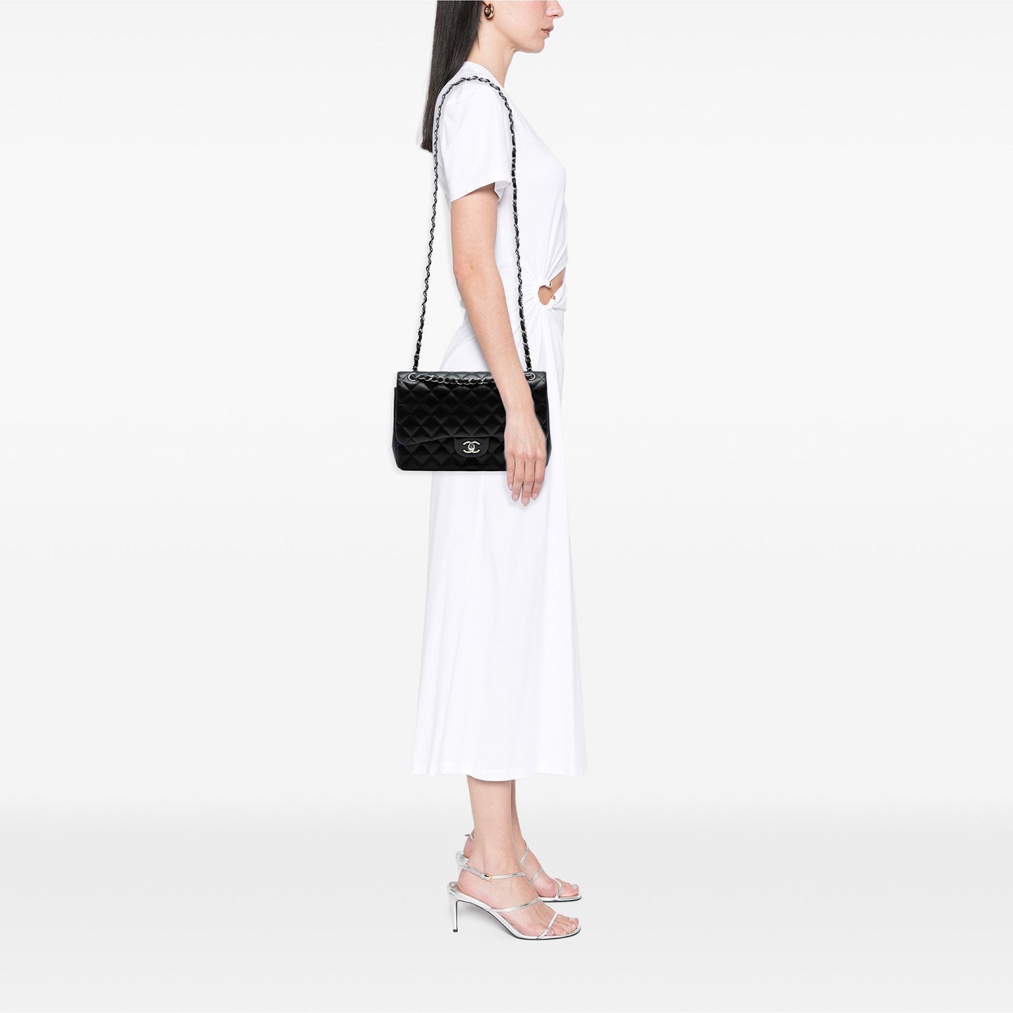 Black Chanel Jumbo Classic Lambskin Double Flap Shoulder Bag