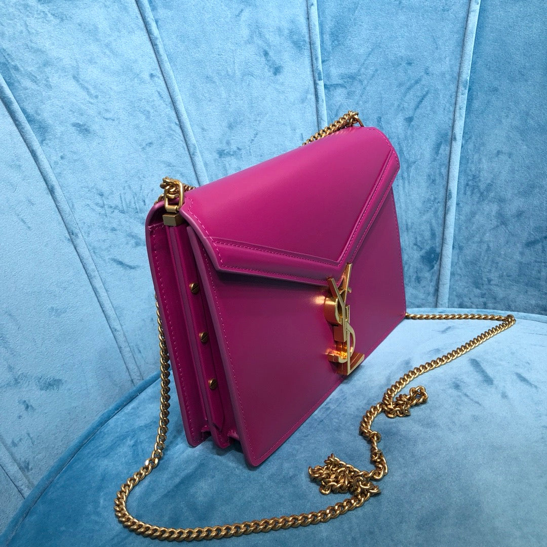 YSSL Cassandra Medium Chain Bag Dark Pink For Women 8.7in/22cm YSL