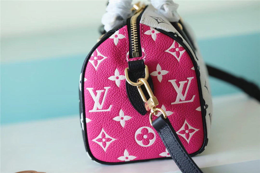 Top Quality Speedy Bandouliere 20 Monogram Empreinte Black / White / Pink For Women, Shoulder And Crossbody Bags 20.5cm/8.1in Top Quality M46088