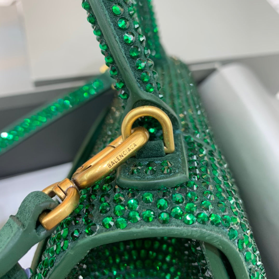 Top Quality Hourglass Small Handbag In Green, For Women, Bags 9in/23cm