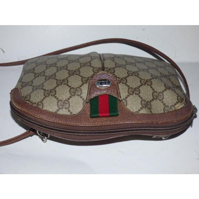 Gucci Brown Large G Logo Print Coated Canvas And Brown Leather