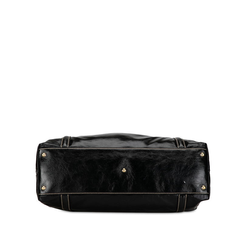 Gucci Bride Double G Sy Line Tote Bag 162094 Black G Patent Leather Gucci