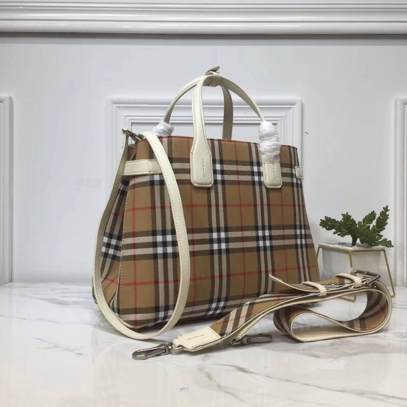 Top Quality Ho Check Derby MeTop Qualityum Banner Purse Tote White For Women, Women’s Bags 14in/35cm