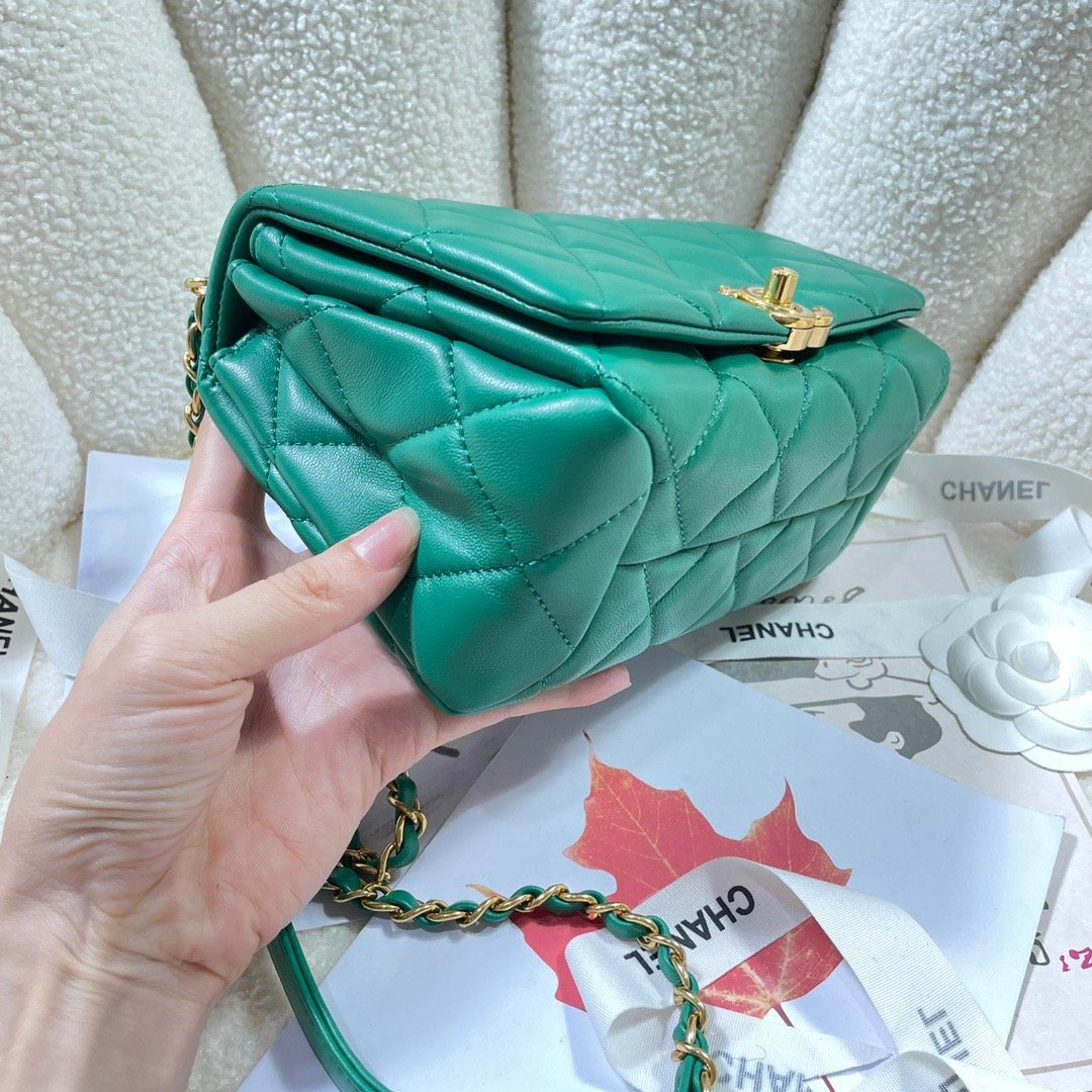 CHL Flap Bag Gold Hardware Green For Women, Women’s Handbags, Shoulder Bags 7.9in/20cm AS3366