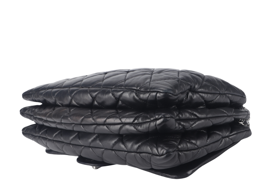CHANEL 3 ACCORDION FLAP BAG (1390xxxx) BLACK LAMBSKIN GUNMETAL HARDWARE WITH AND DUST COVER