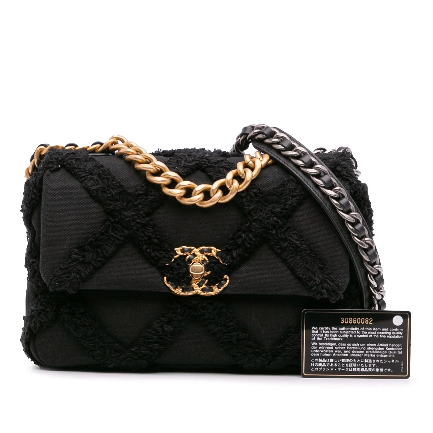 Black Chanel Medium Canvas and Cotton 19 Flap Satchel