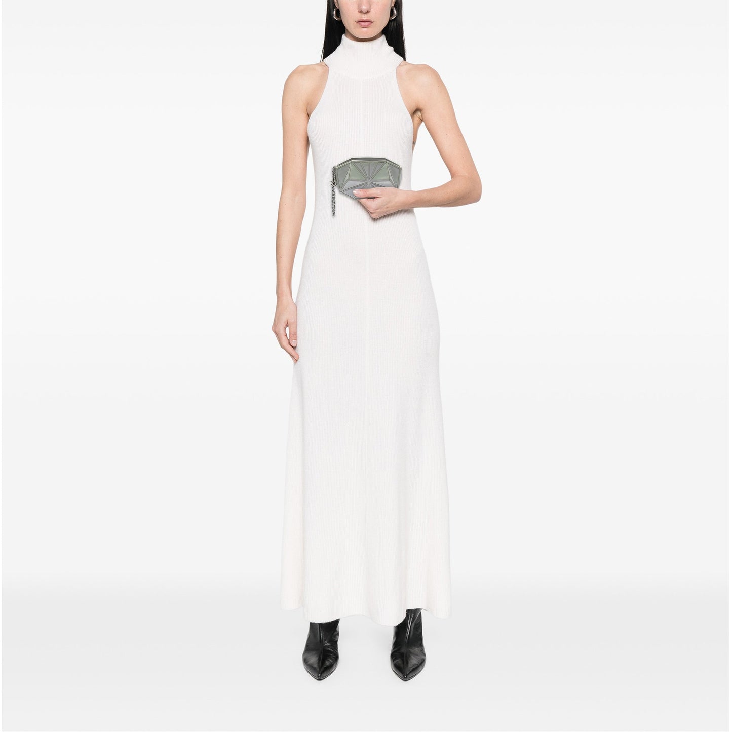 White Chanel Pearlescent Lambskin Midnight Swim Wristlet Clutch