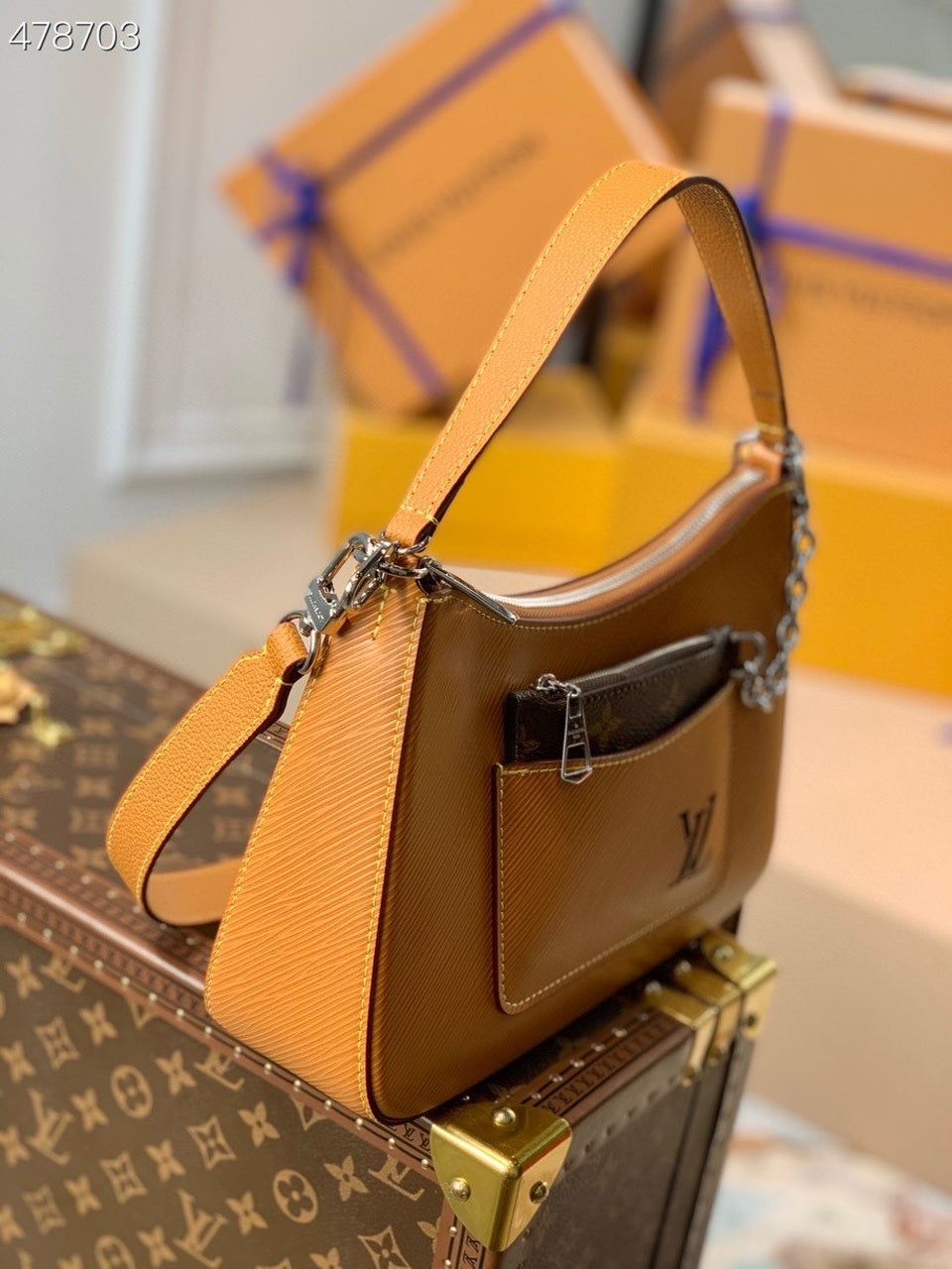 Top Quality Marelle Tote MM Gold Miel Brown For Women, Shoulder And Crossbody Bags 11.8in/30cm Top Quality M59953