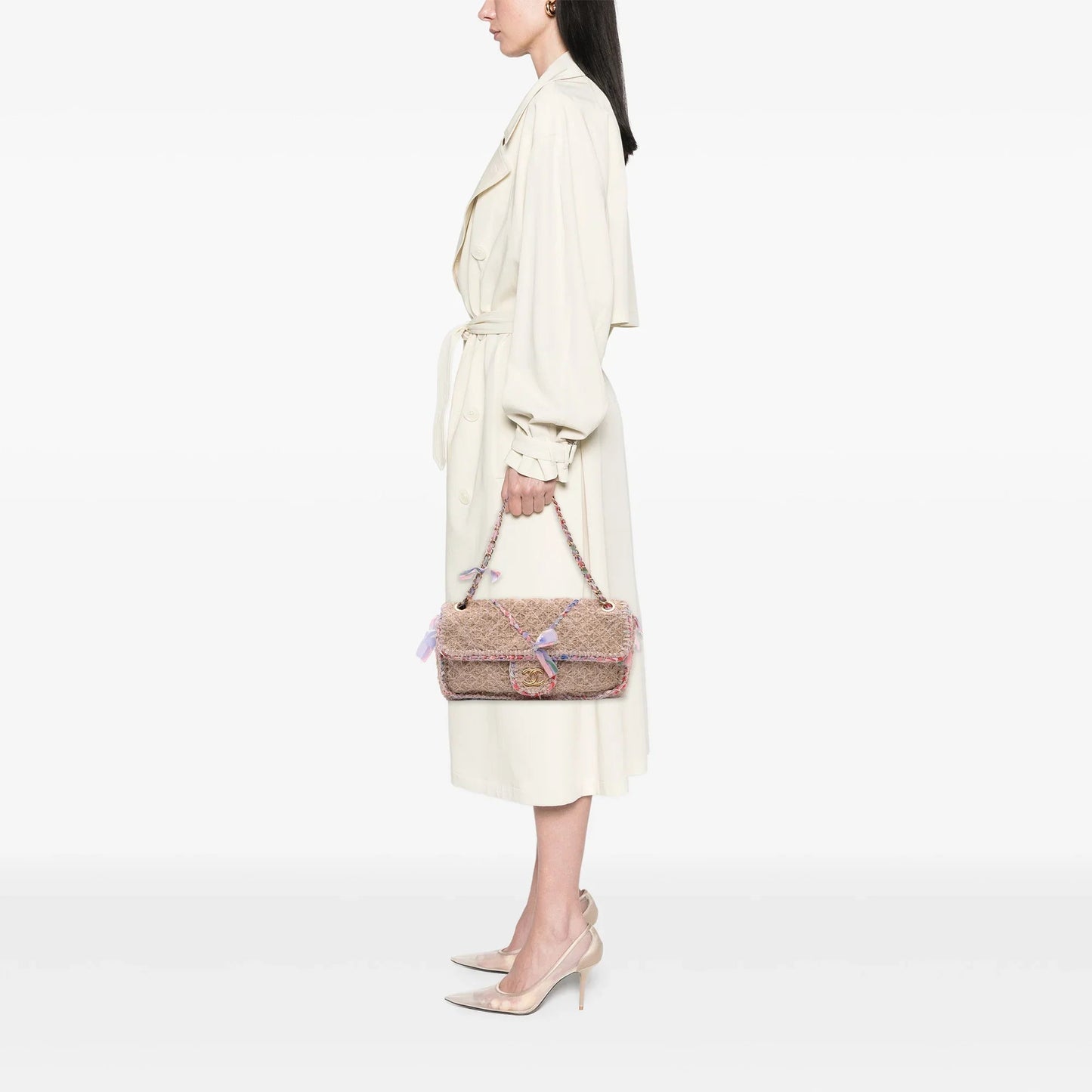 Brown Chanel CC Straw Country Flap Shoulder Bag