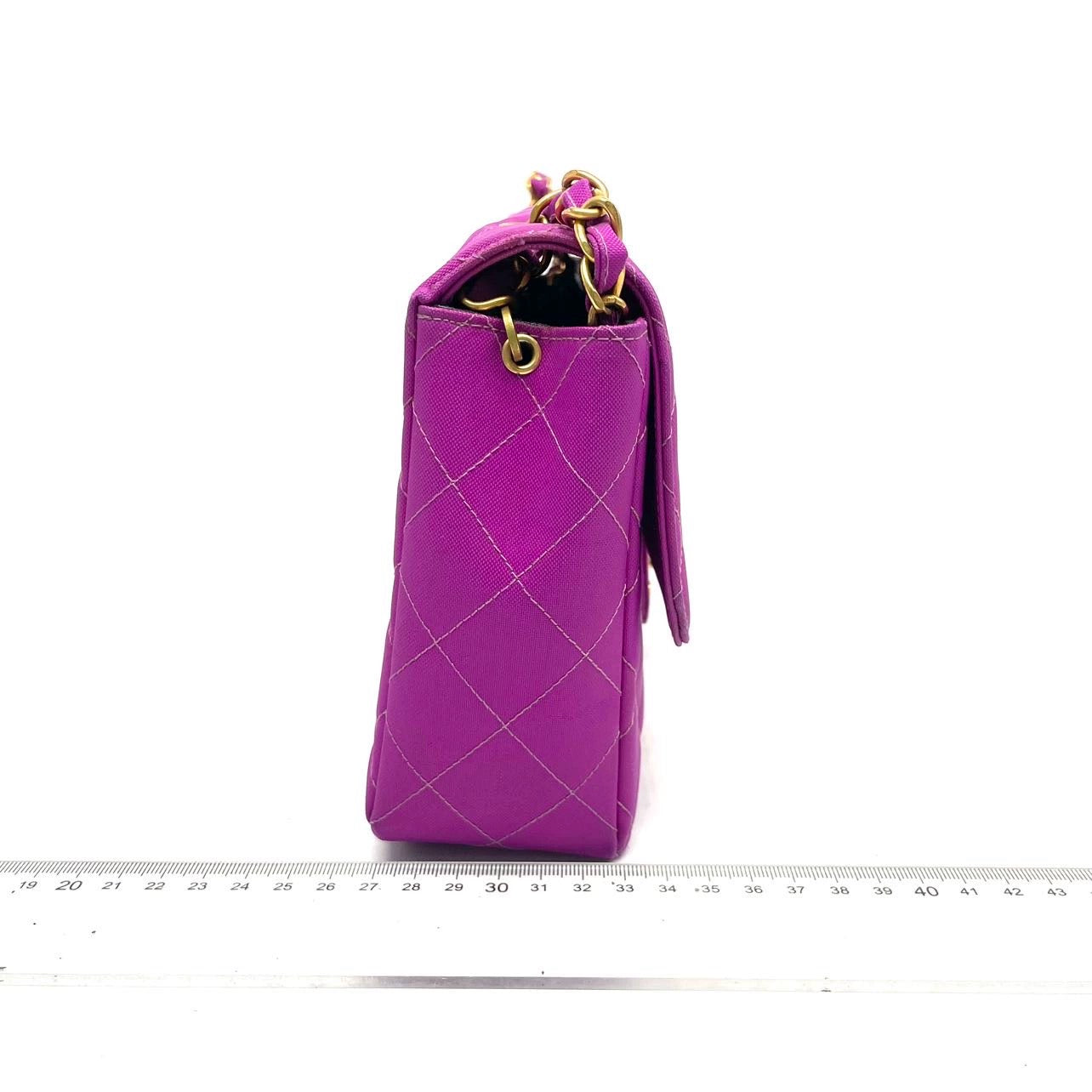 Chanel Classic Flap Medium Pink Fuchsia Canvas with 24k Gold Plated Hardware