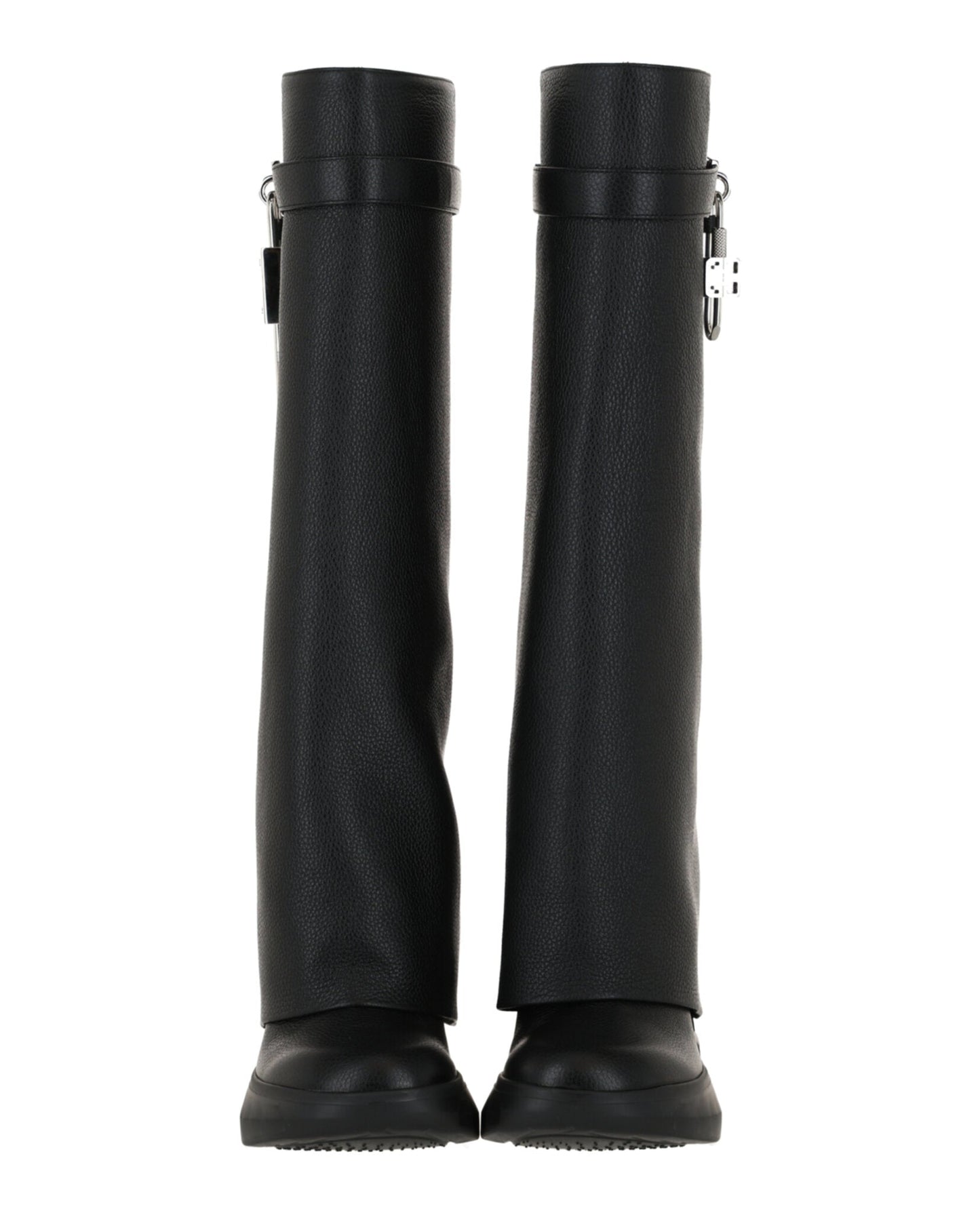 Givenchy Womens Shark Lock Biker Boots In Grained Leather