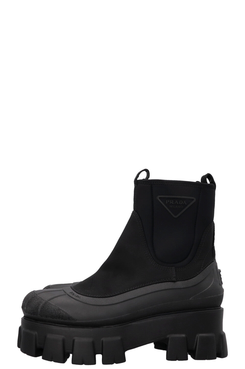 PRADA Monolith Slip On Ankle Boots Nylon Black
