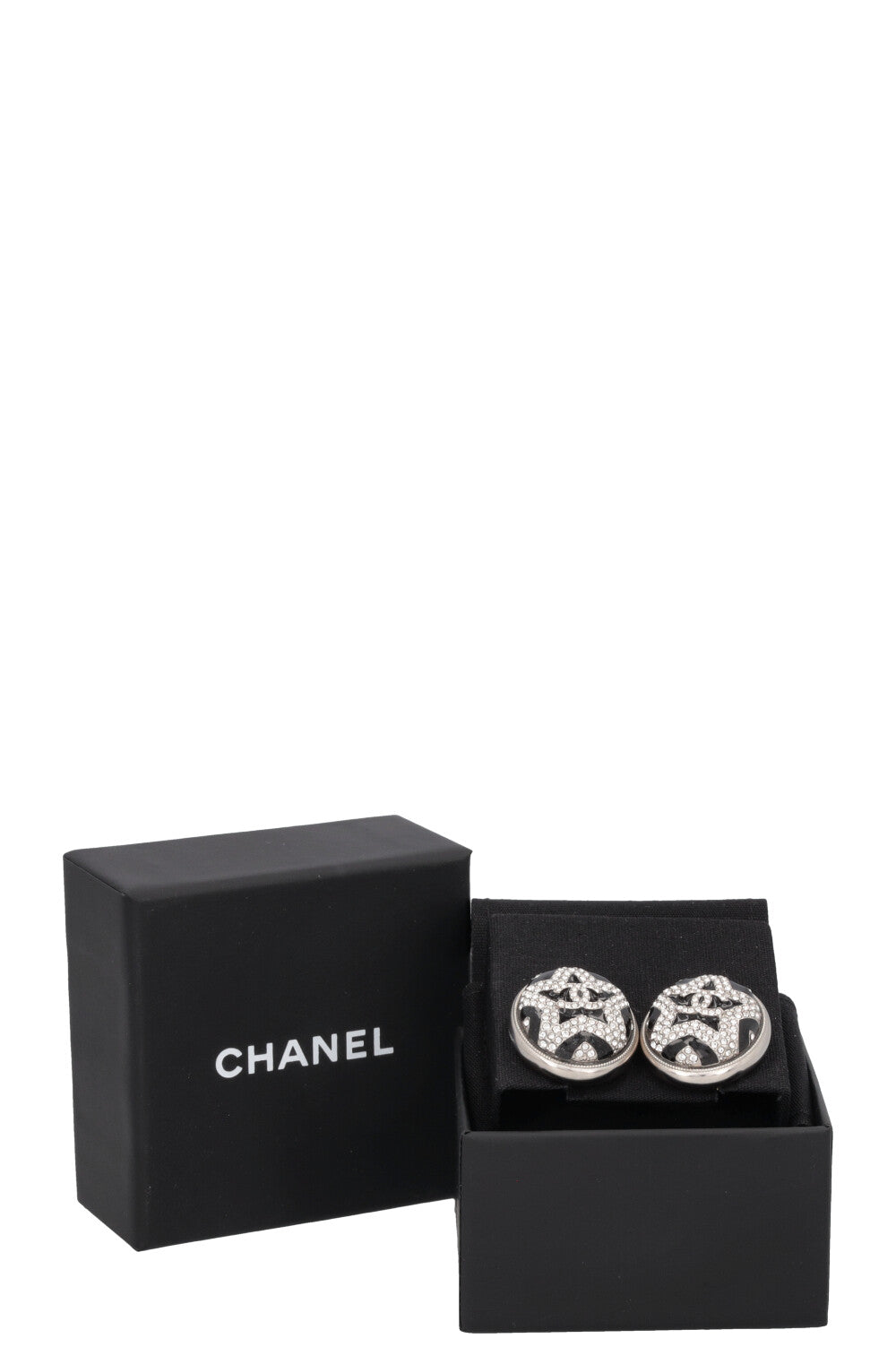 CHANEL Star Earrings Crystals Black