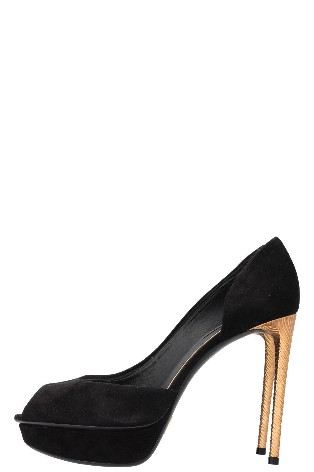 LOUIS VUITTON Peeptoe Heels Suede Black