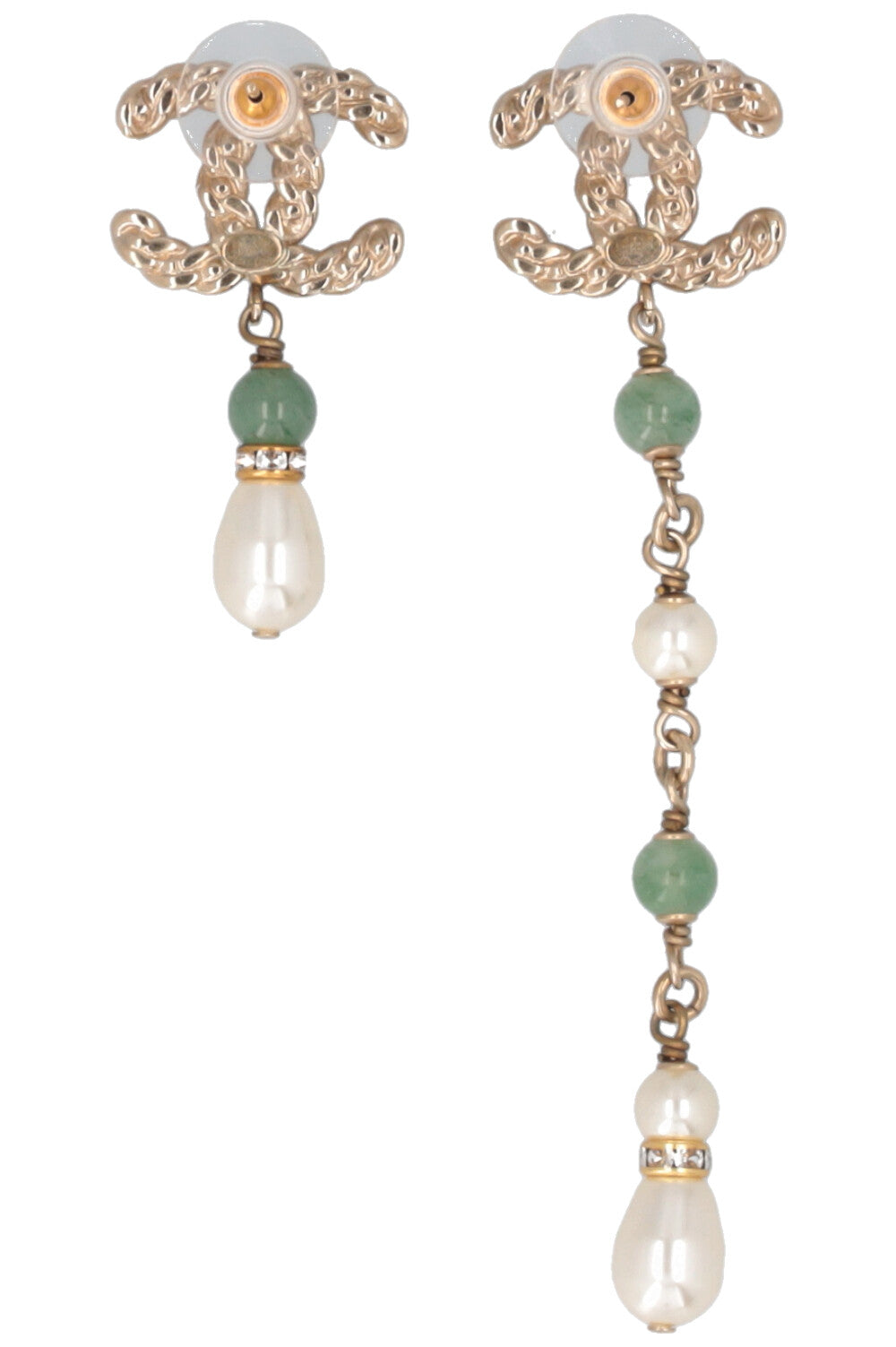 CHANEL 2019 CC Pearl Long Short Earrings