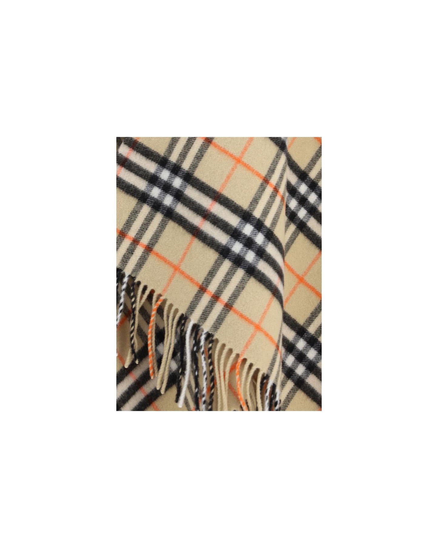 Burberry Check Wool Poncho Fringed Women Beige Jackets & Coats