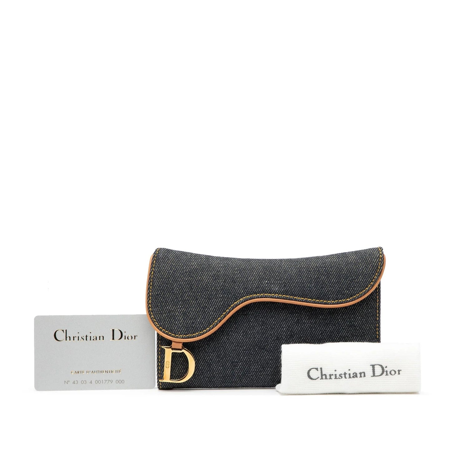 Blue Dior Denim Saddle Trifold Continental Wallet