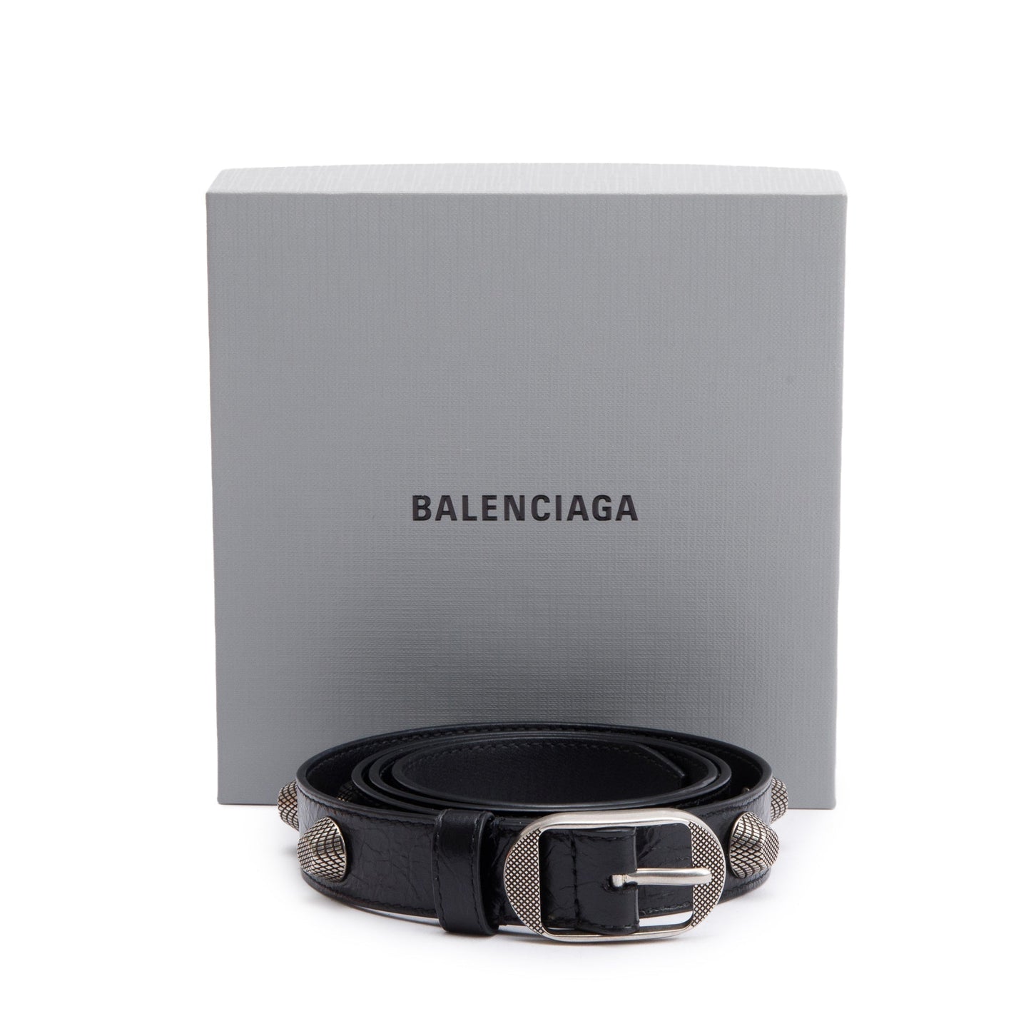 Balenciaga Black Arena Leather Le Cagole Stud Belt