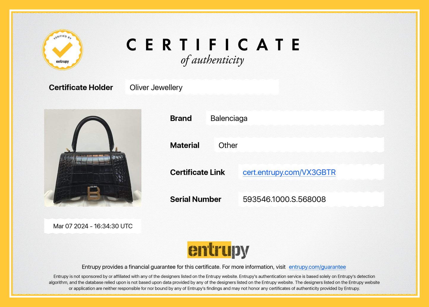 Balenciaga Black Croc-Embossed Leather Small Hourglass Top Handle Bag