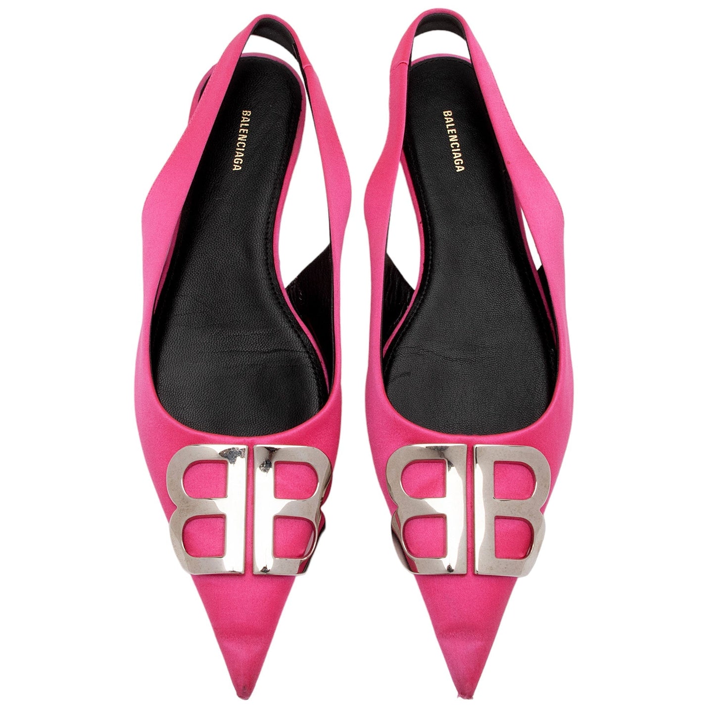 Luxury Balenciaga Trending 2025 Satin BB Knife Slingback Flats - Size 6 / 36 (SHF-pCDQ06)