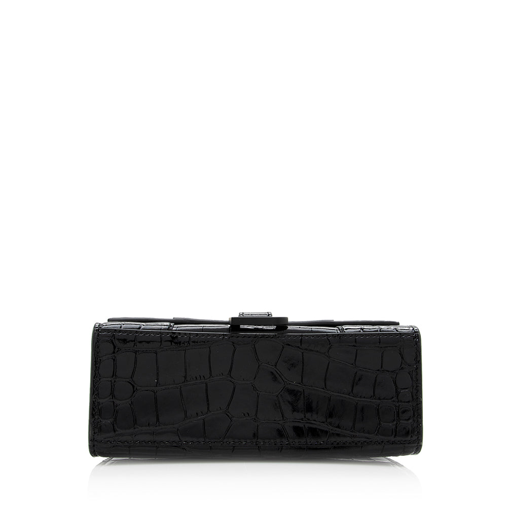 Luxury Balenciaga Trending 2025 Shiny Croc Embossed Calfskin Hourglass XS Satchel (SHF-20783)