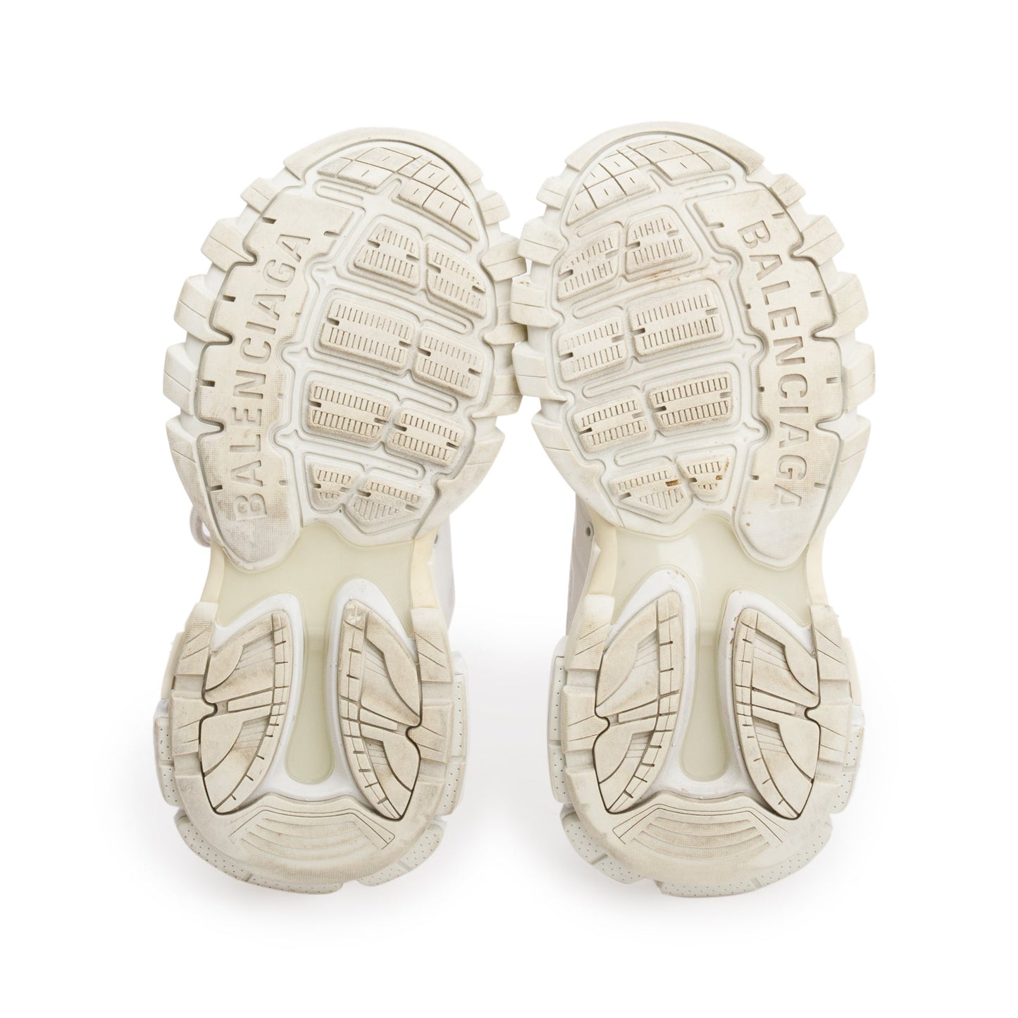 Balenciaga White Leather Fabric Mesh Track Sneakers, Size 38