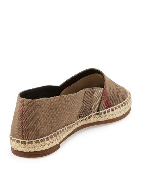 BURBERRY Hodgeson Ho Check Canvas Espadrilles Flats