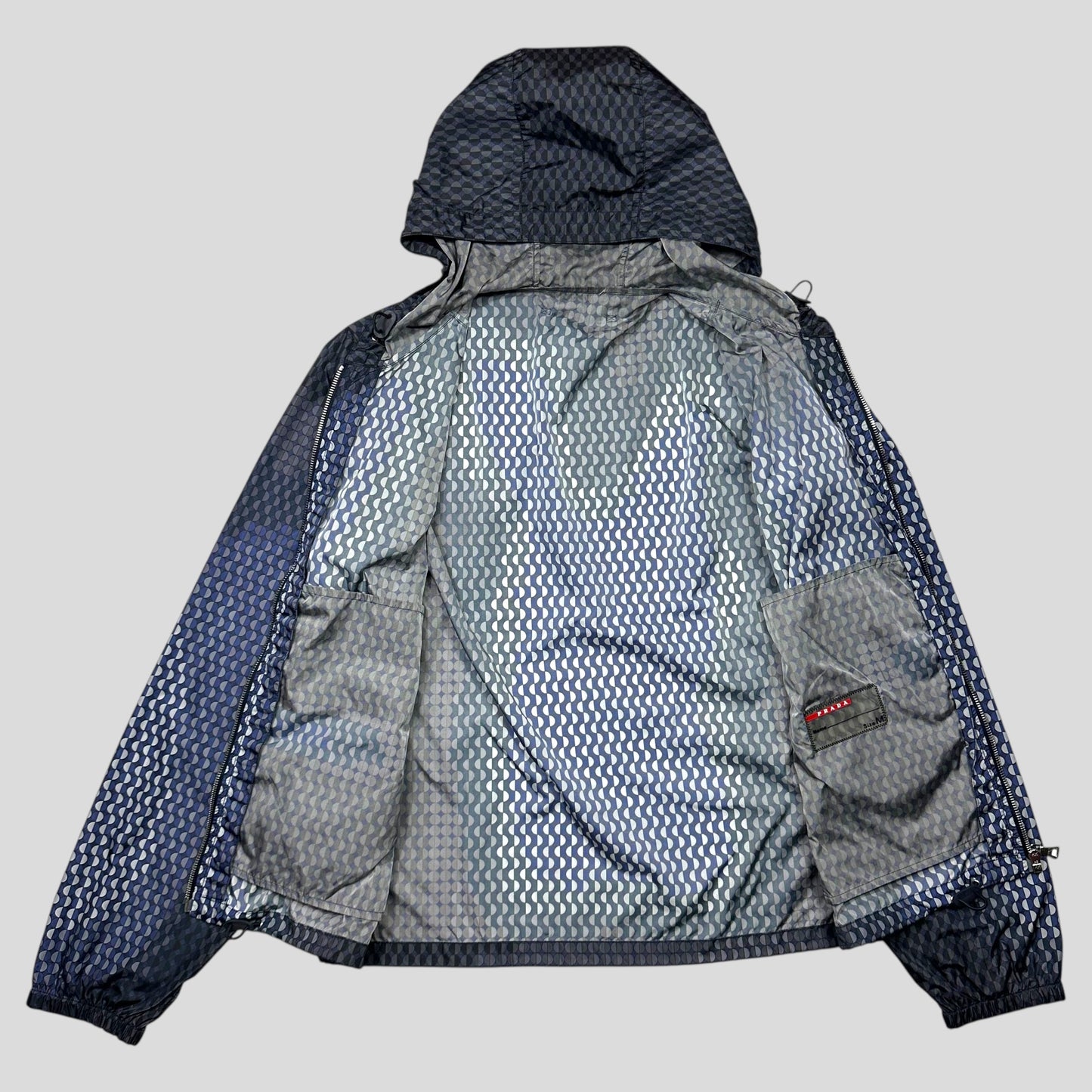 Prada Sport 2008 Geometric Shadow Print Nylon Jacket - M