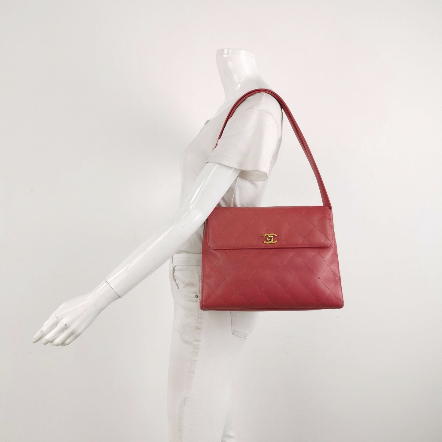 Chanel Kelly Top Handle Bag Lambskin Leather 24k Gold Hardware