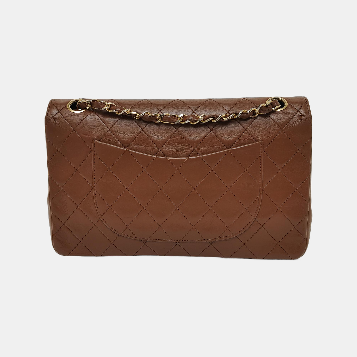 Chanel Classic Flap Medium Tan Brown Lambskin Leather 24k Gold Hardware