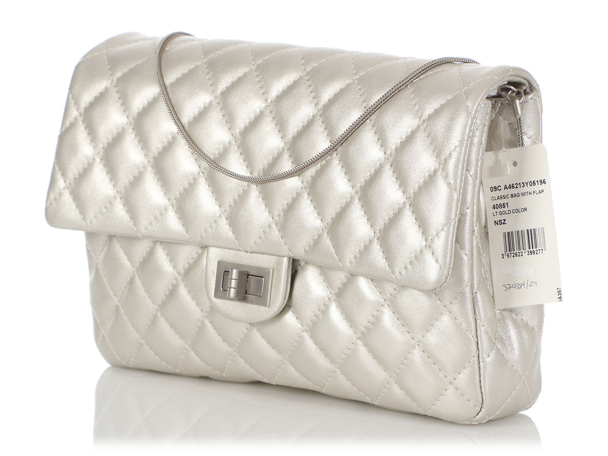 Chanel Metallic Silver Quilted Calfskin Reissue Clutch