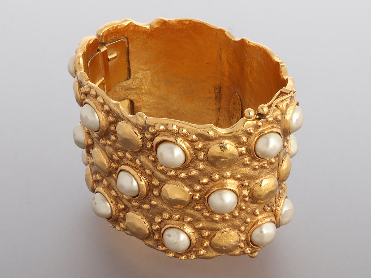 Chanel Wide Pearl Bangle