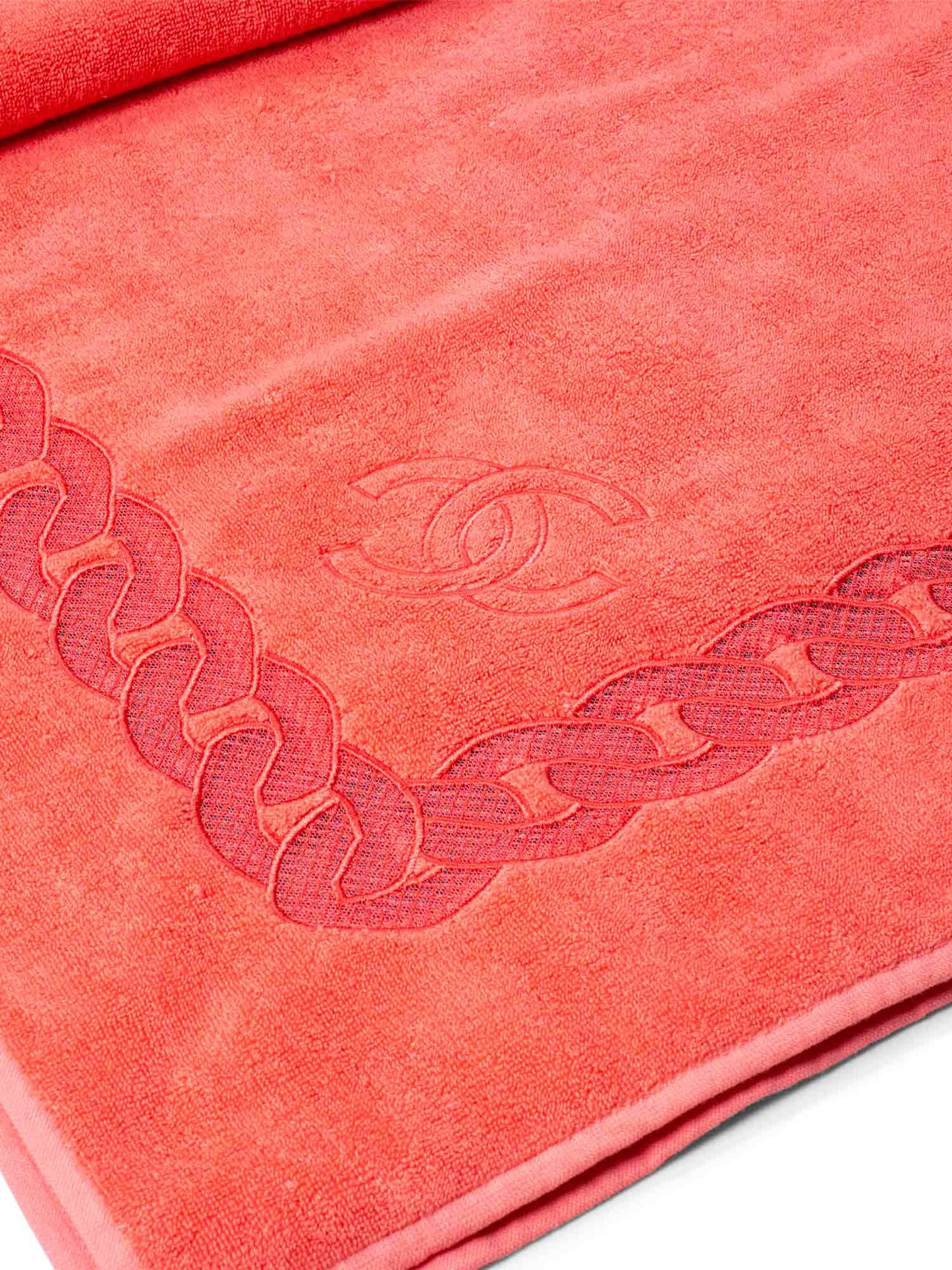 Chanel Cotton CC Logo XXL Beach Towel Pink