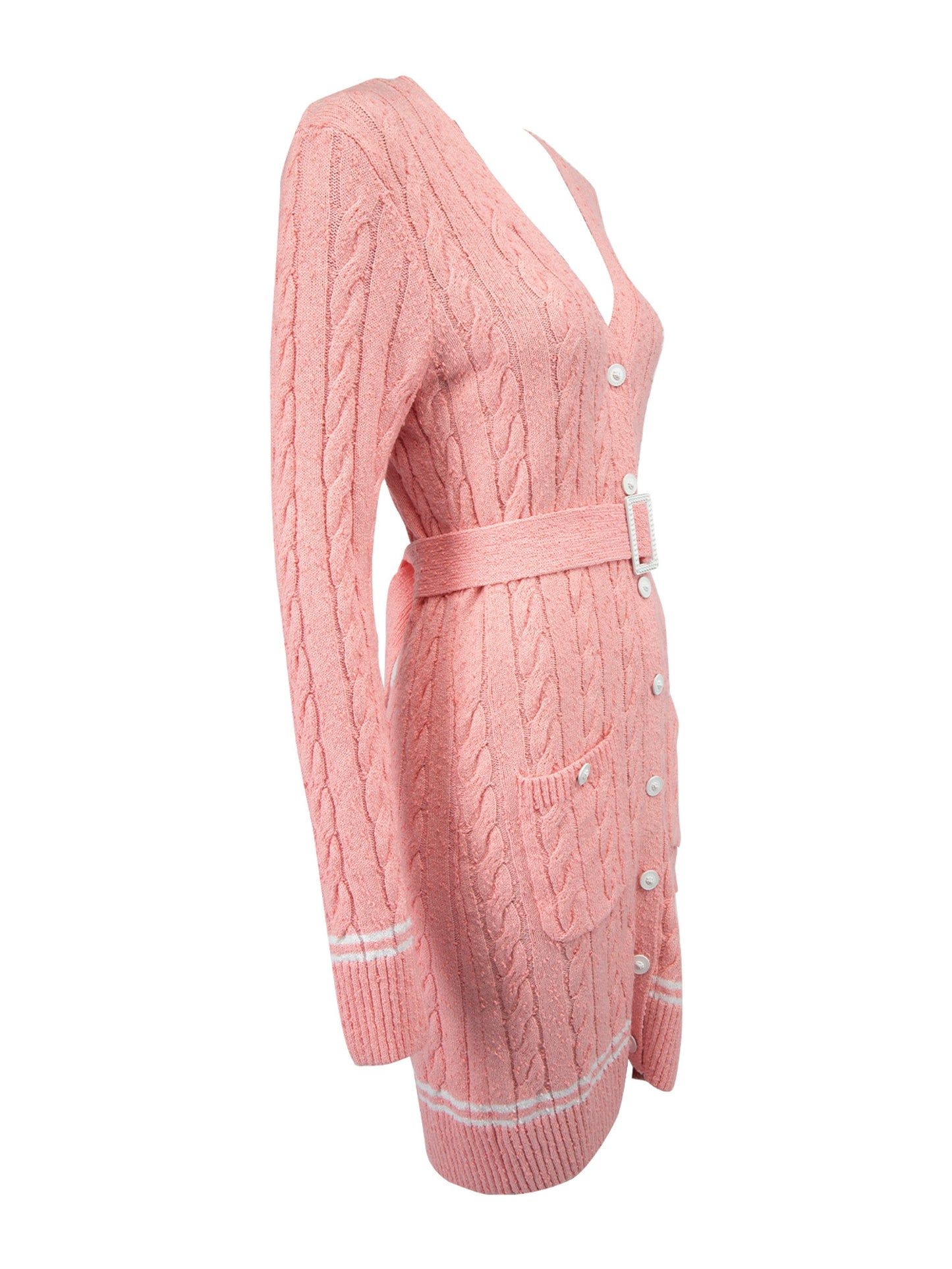 CHANEL LONG LINE BELTED KNIT CARDIGAN