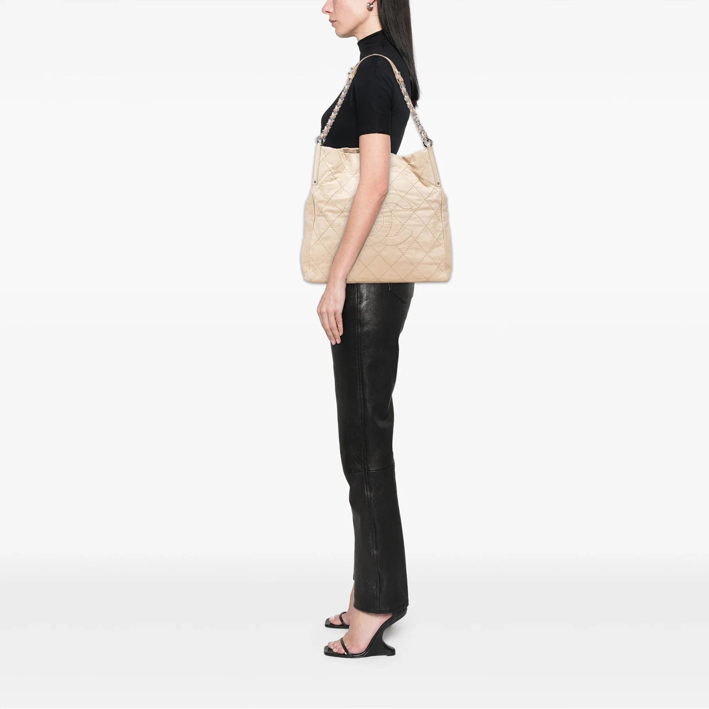 Beige Chanel Iridescent Calfskin Sea Hit Tote