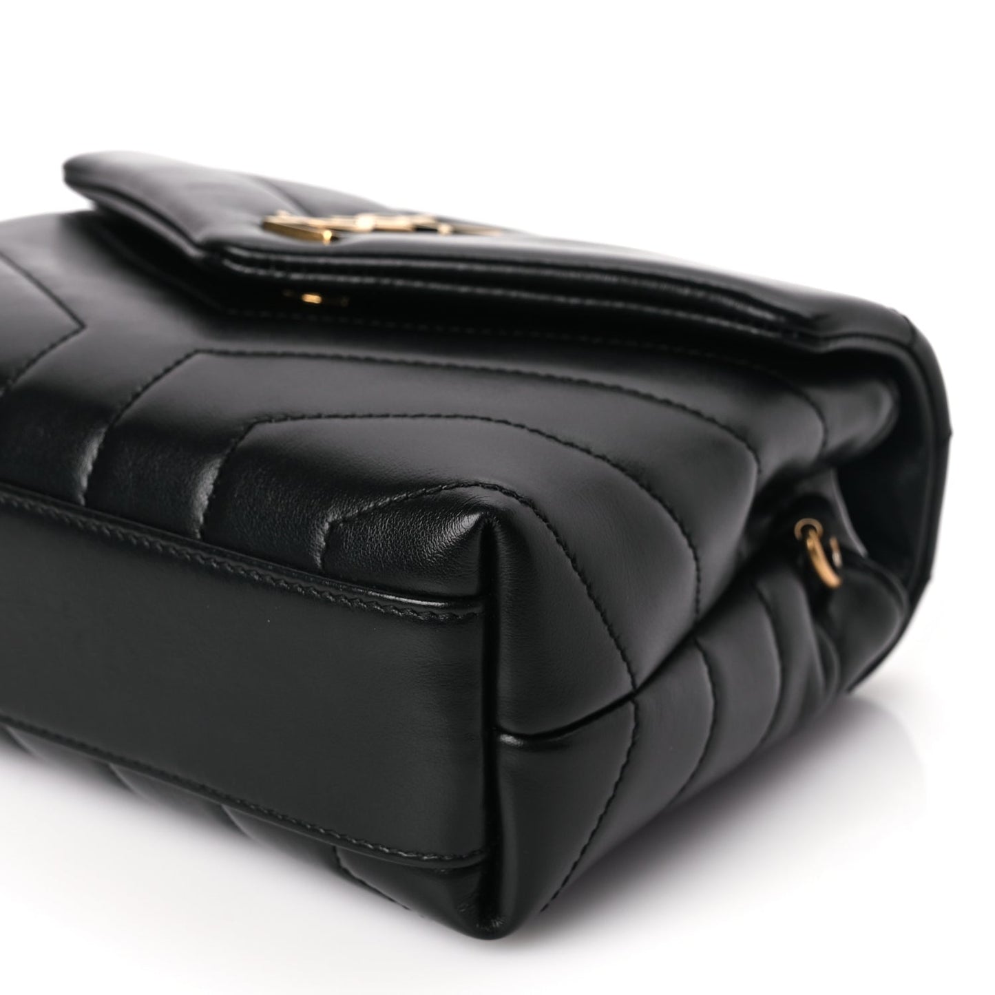 Saint Laurent Calfskin Y Quilted Monogram Toy Loulou Crossbody Bag Black