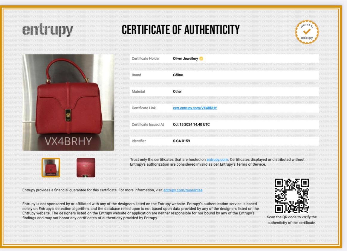 Celine Red Calfskin Leather Small 16 Bag