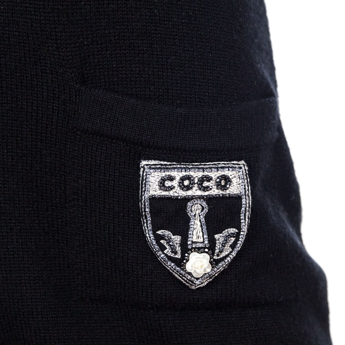 Chanel Black Cashmere Knit Coco Mini Dress Size XS | FR 36