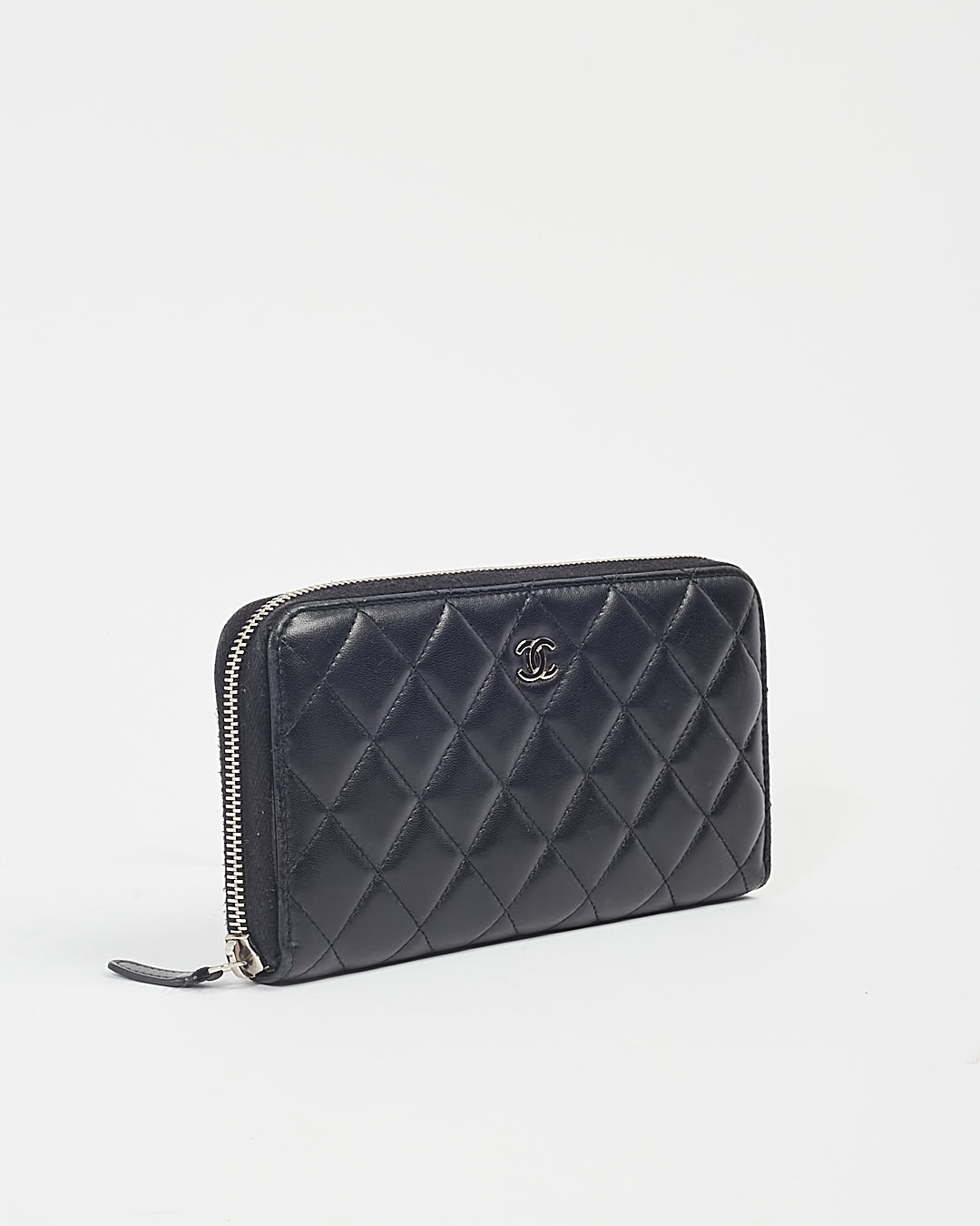 Chanel Black Lambskin Leather Quilted Large Gusset Continental Wallet