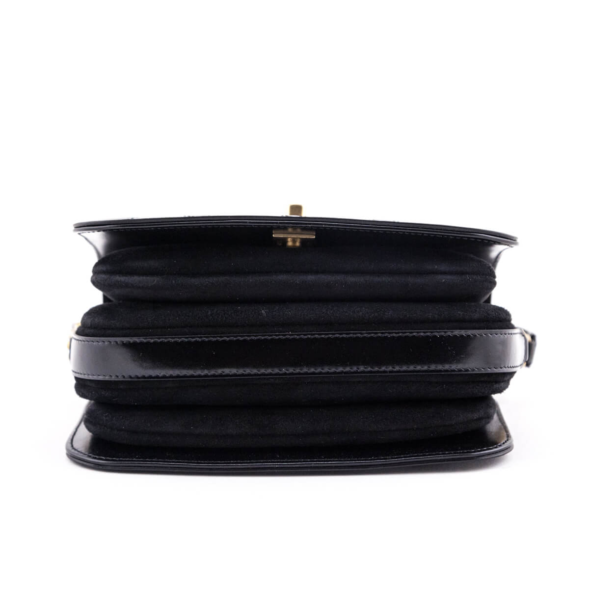 Chanel Black Quilted Shiny Calfskin & Suede Mini Messenger Bag