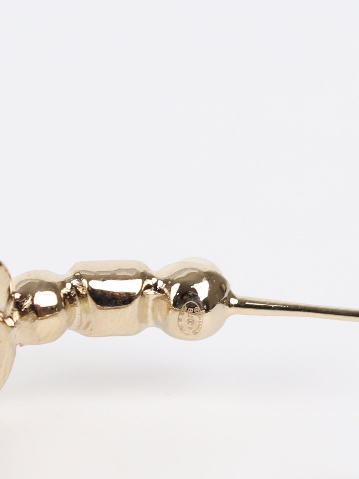 Chanel CC Pearl and Black Gemstone Hoop Earrings