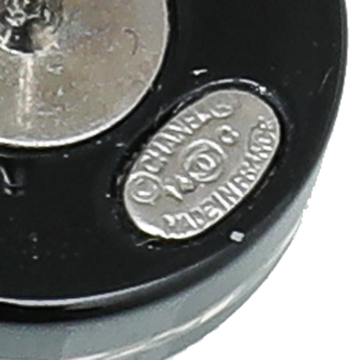 Chanel Black CC Round Enamel Earrings