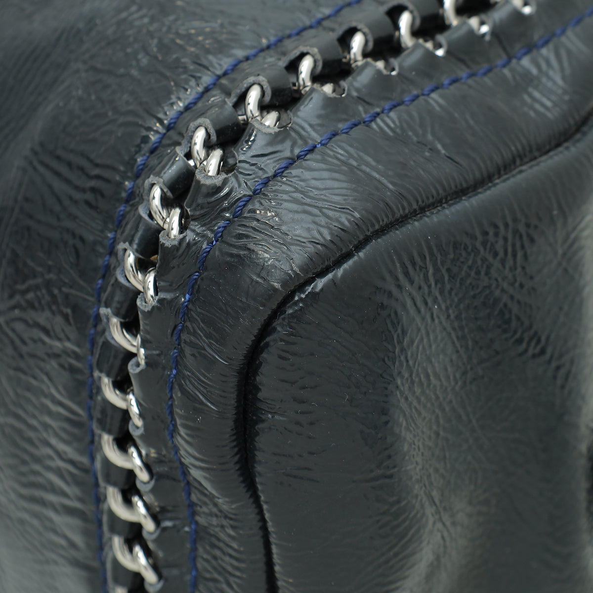 Chanel Navy Blue CC Bowler Luxury Ligne Bag