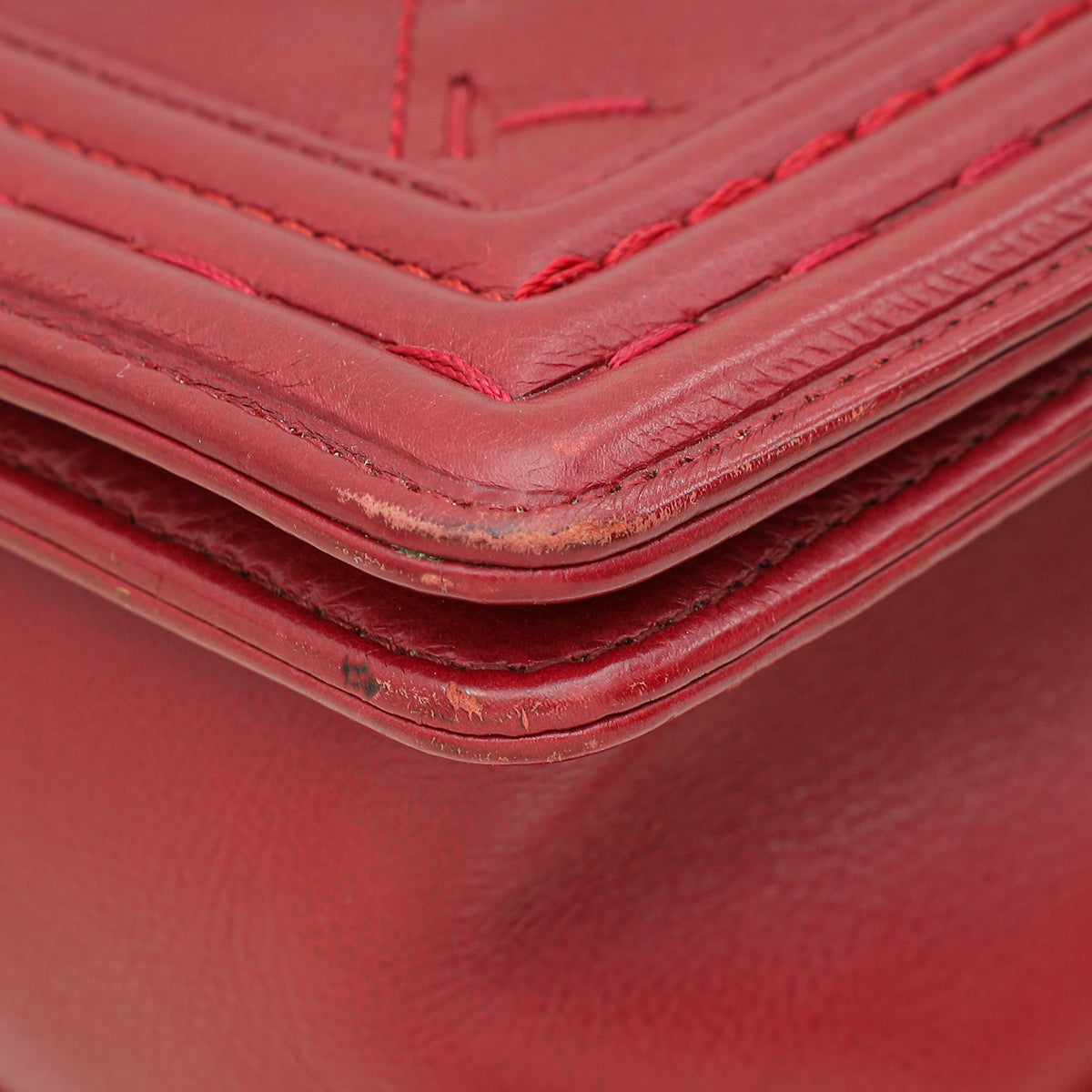 Chanel Red New Medium Double Stitch Boy